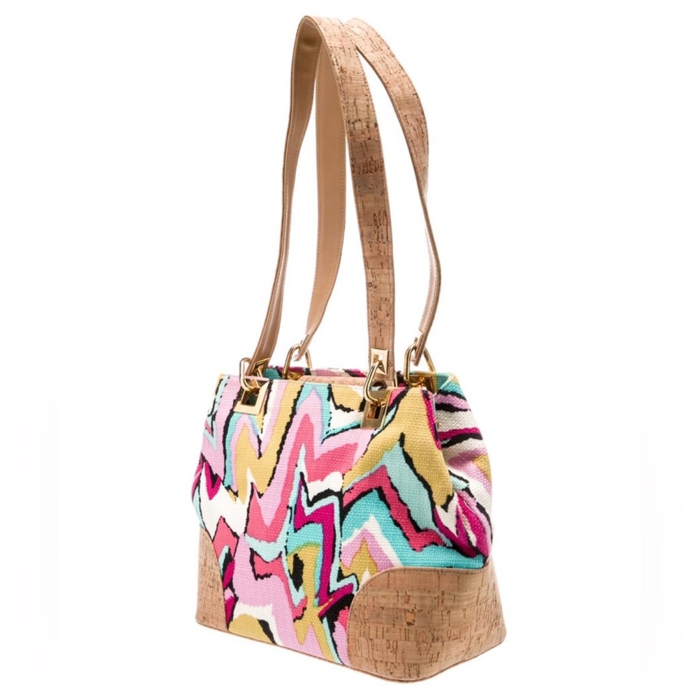 Stuart Weitzman pattern canvas shoulder bag - Picture 3 of 7